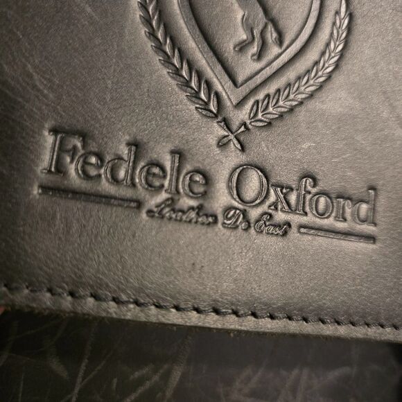 FEDELE OXFORD England Dark Gray Genuine Leather Briefcase Bag Handcrafted - Picture 9 of 12